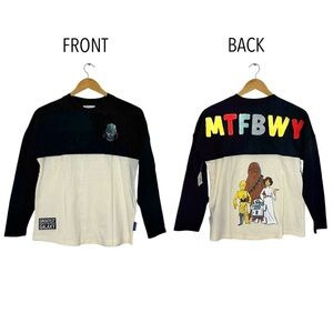 New Disney Kids Black & Cream Star Wars Long Sleeve Shirt Spirit Jersey XL (14)